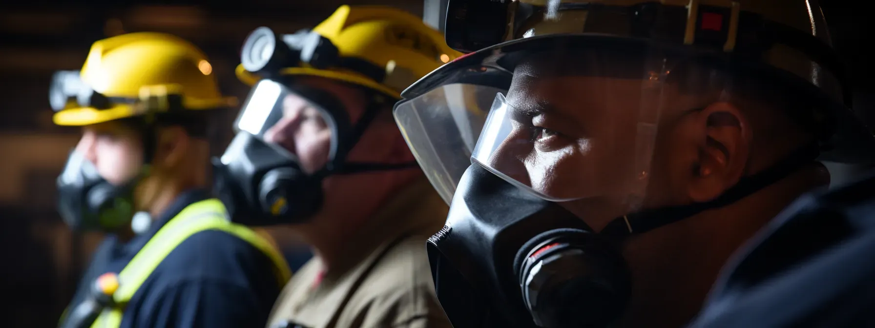 A group of workers participating in a niosh training session on respiratory protection.