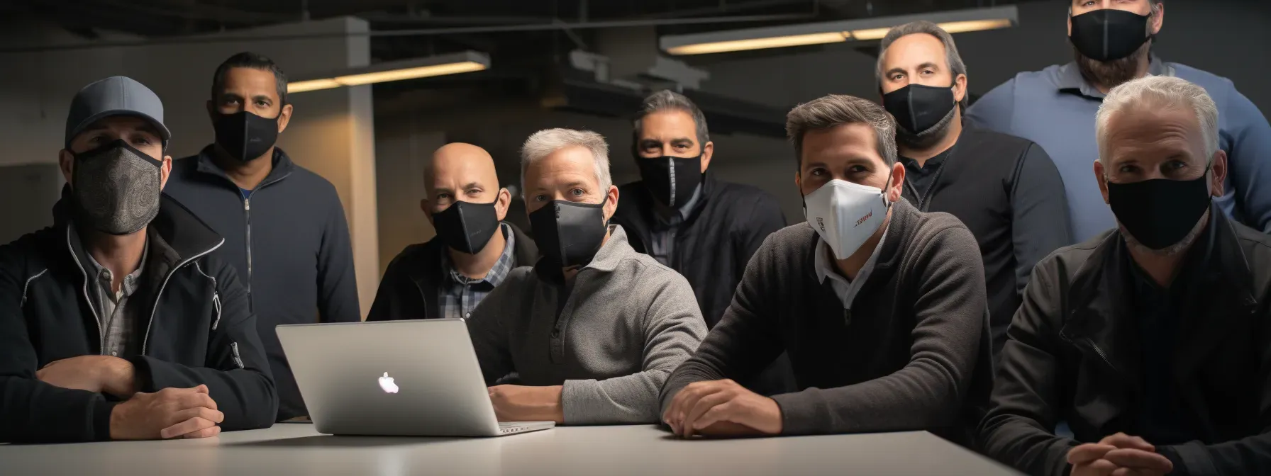 a group of professionals wearing modern protective face masks undergoing caohc certification training.